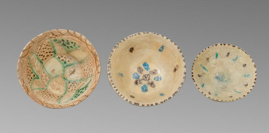Lot of 3 Islamic Persian Ceramic bowls c.14th century (1 of 2)