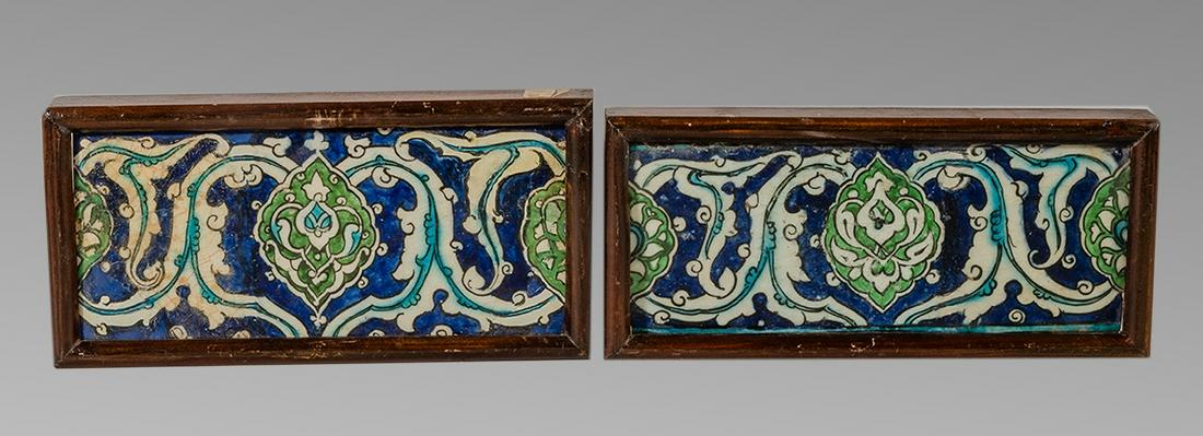 Lot of 2 Syrian Ceramic Tiles c.17th century. (1 of 2)