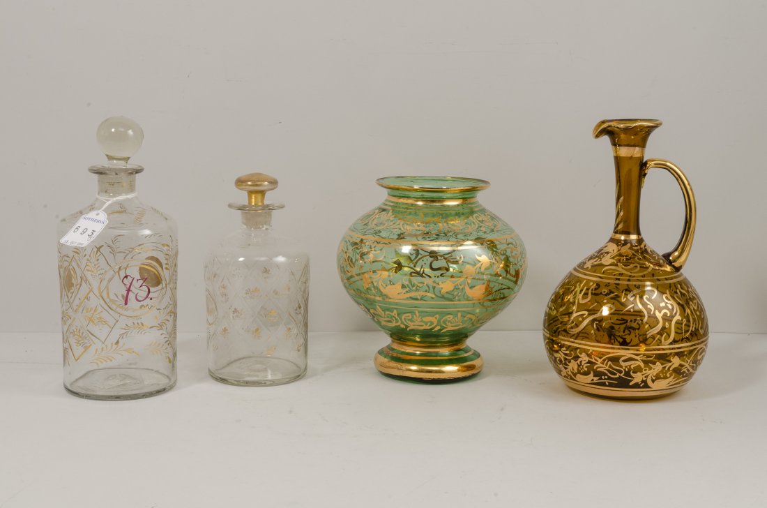 Lot of 18th century Turkish Bykoz Glass Decanters. (1 of 1)