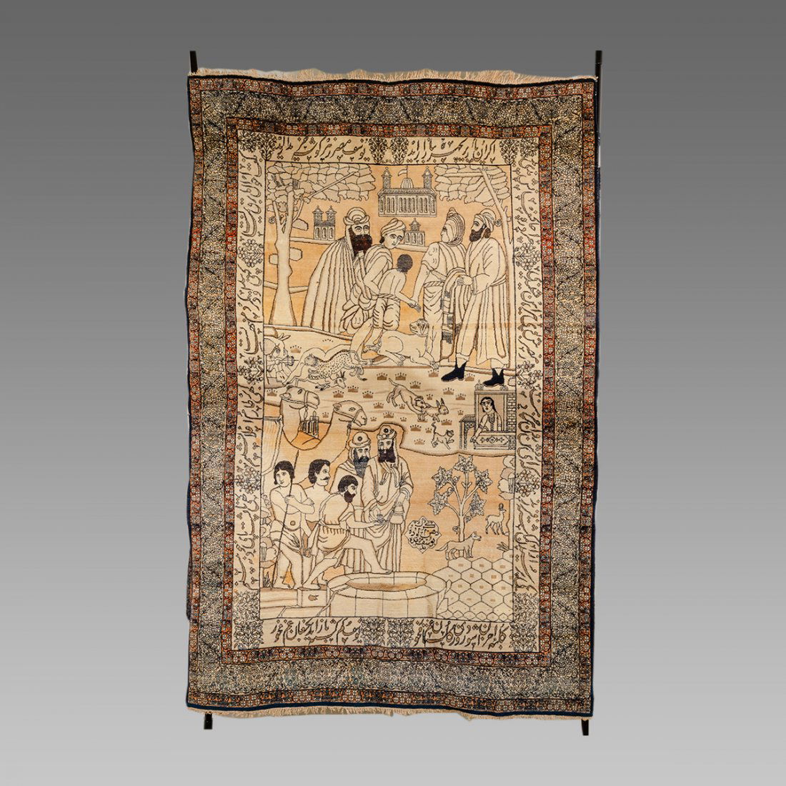 Antique Judaica Persian Kerman Rug, Story of Joseph. (1 of 2)