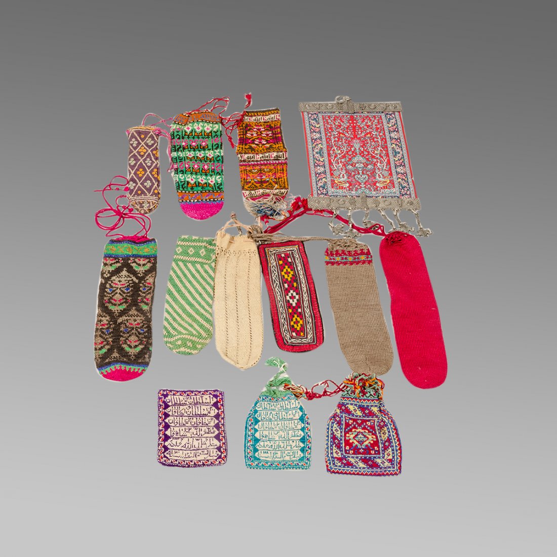 Lot of 13 20th century Turkish Coin Bags with Arabic. (1 of 2)