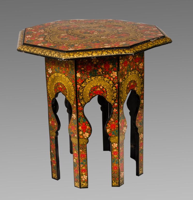 Indian Kashmir Octagonal Wood Table decorated with (1 of 1)