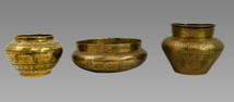 Middle Eastern Islamic Syrian Brass Bowls (3).
