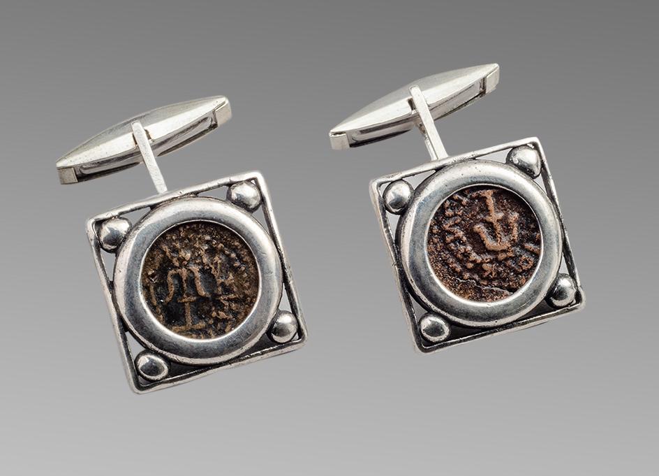 Ancient Widows Mites Bronze Coins Set in Silver (1 of 2)