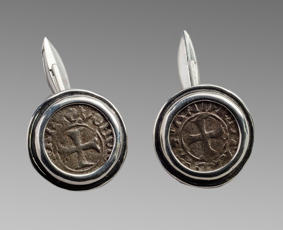 Medieval Silver Coins Set in Silver Cufflinks. (1 of 2)