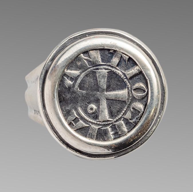 Medieval Silver Coin BOHEMOUND III Set in Silver Ring. (1 of 2)