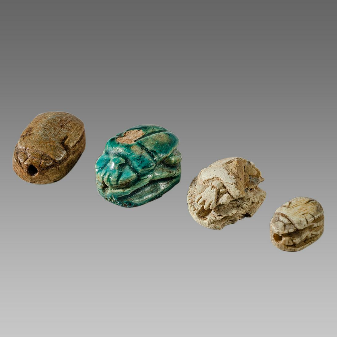 Lot of 4 Ancient Egyptian Steatite stone Scarabs (1 of 2)
