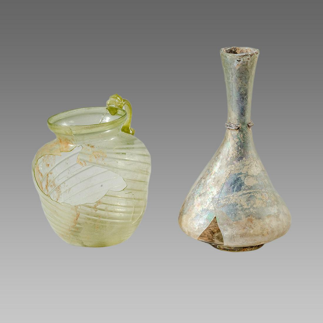 Lot of 2 Ancient Roman Glass Bottles c.2nd-4th century (1 of 2)