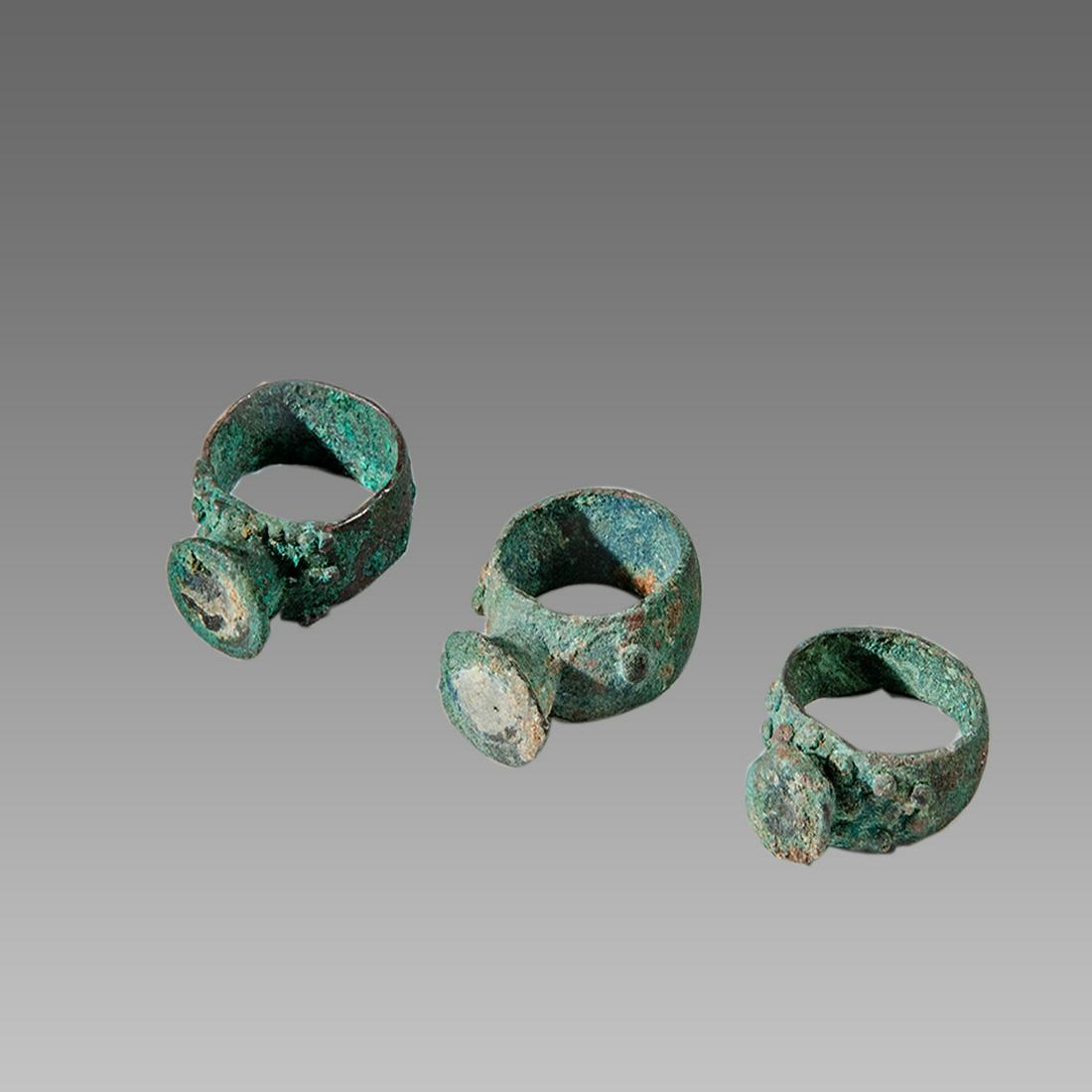 Lot of 3 Ancient Bactrian Bronze Rings c.2nd century (1 of 1)