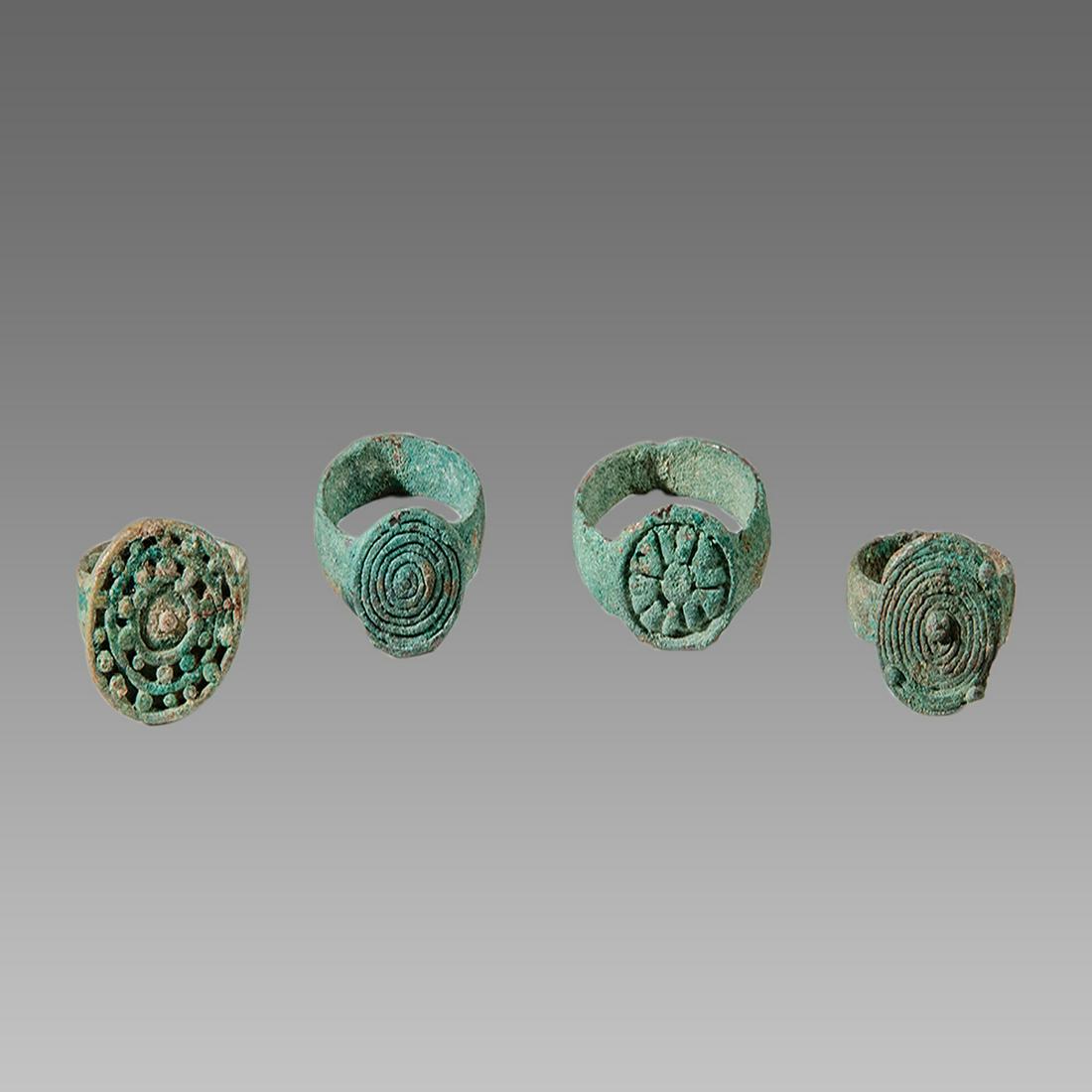 Lot of 4 Ancient Bactrian Bronze Rings c.2nd century (1 of 1)