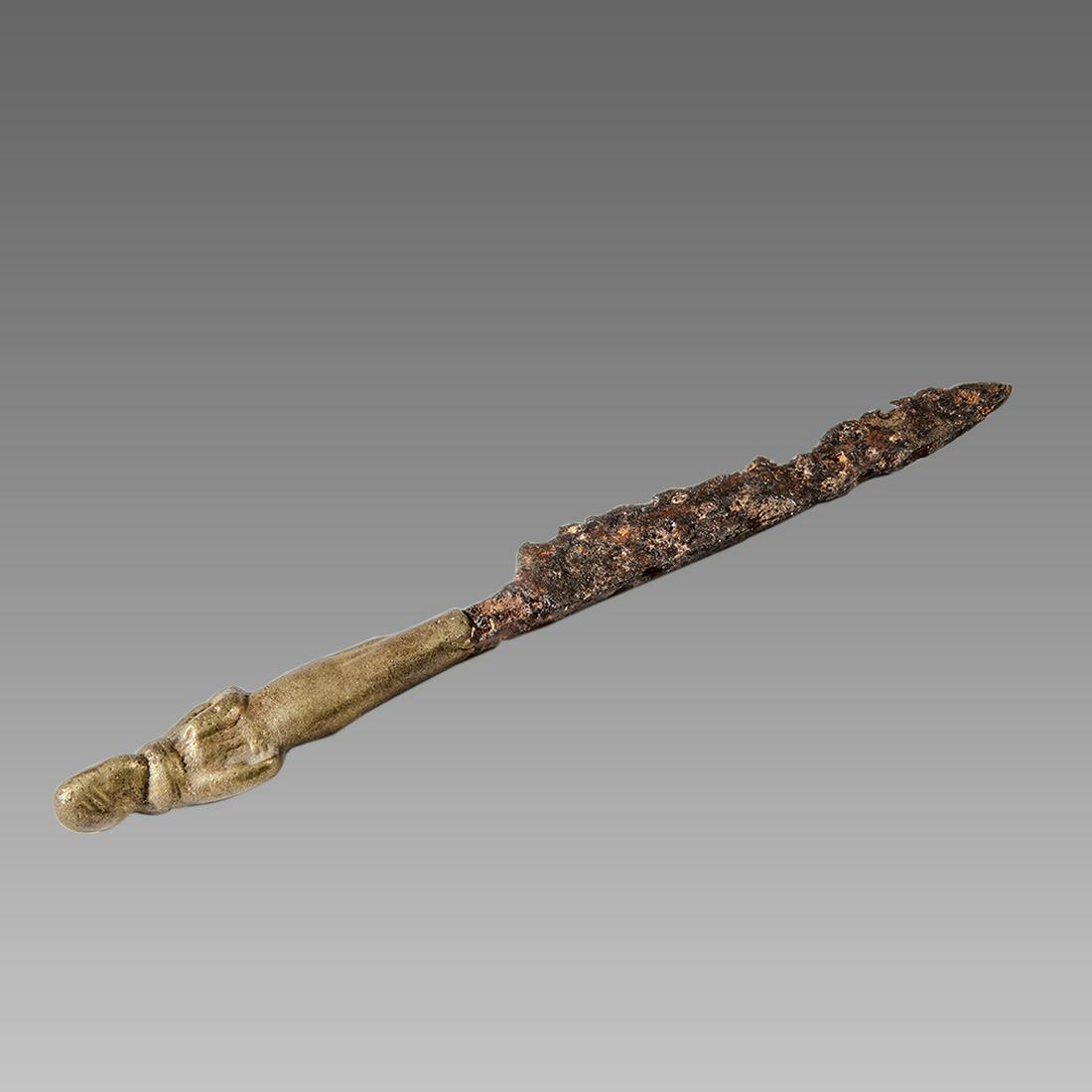 England, Iron Table Knife with figural brass handle (1 of 2)