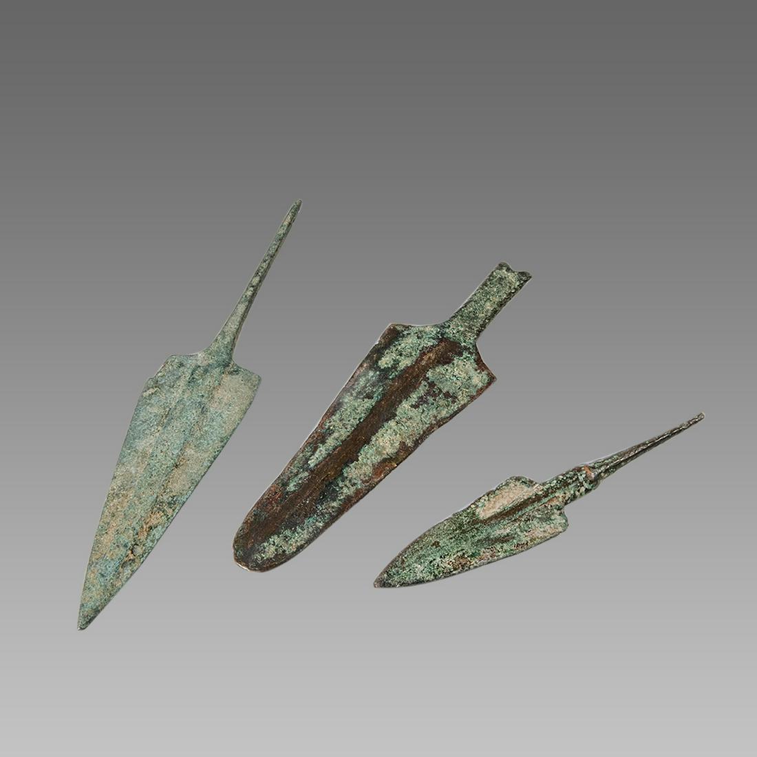 Lot of 3 Ancient Luristan Bronze Arrow heads c.1200 BC. (1 of 1)