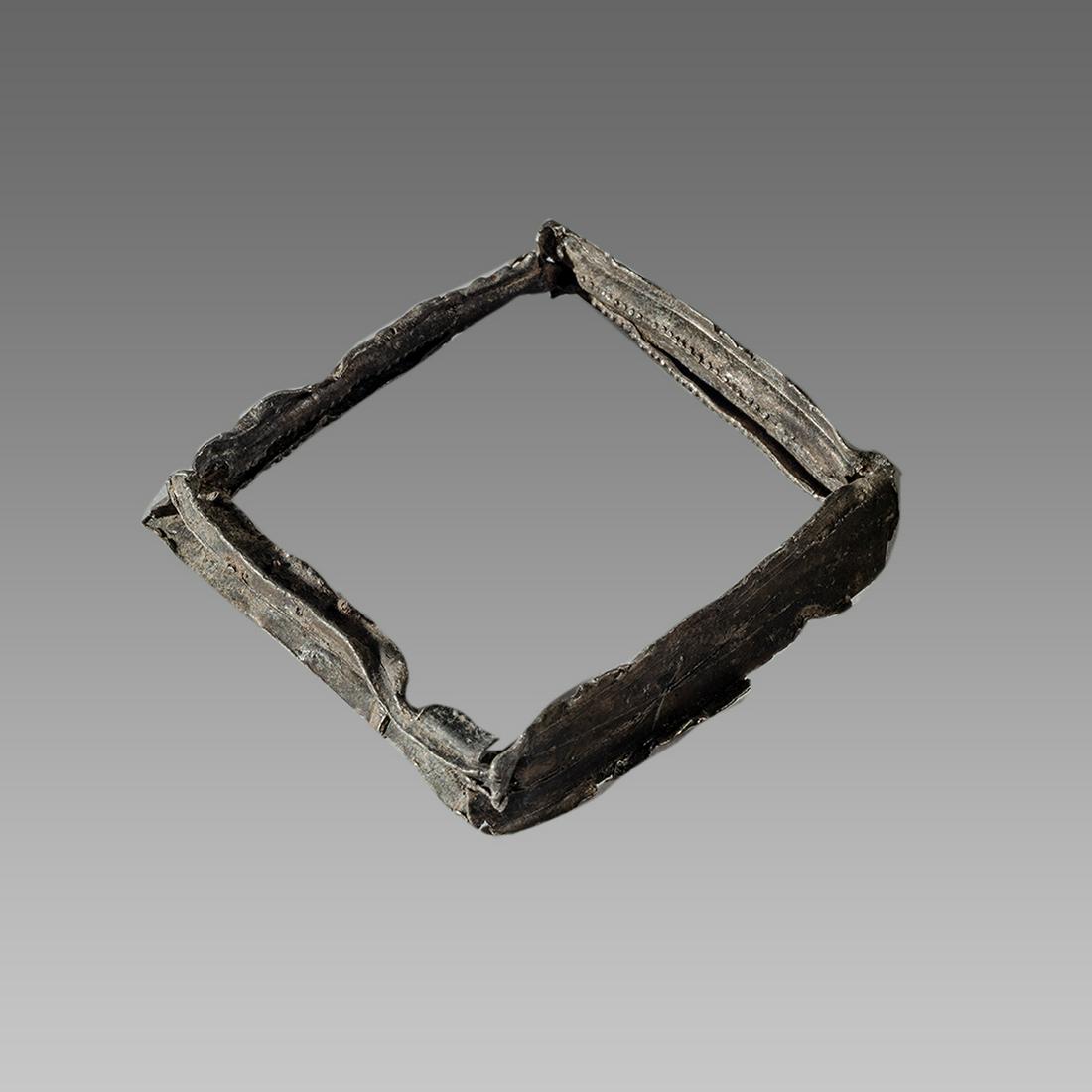 English Pewter Holy Badge Frame c.15th cent.: English Pewter Holy Badge Frame c.15th cent. size 2 inches length. English pewter Holy Badge frame with beaded decoration, slot of insertion of a holy image. Very Rare. Provenance: Ex Eldert Bontekoe,