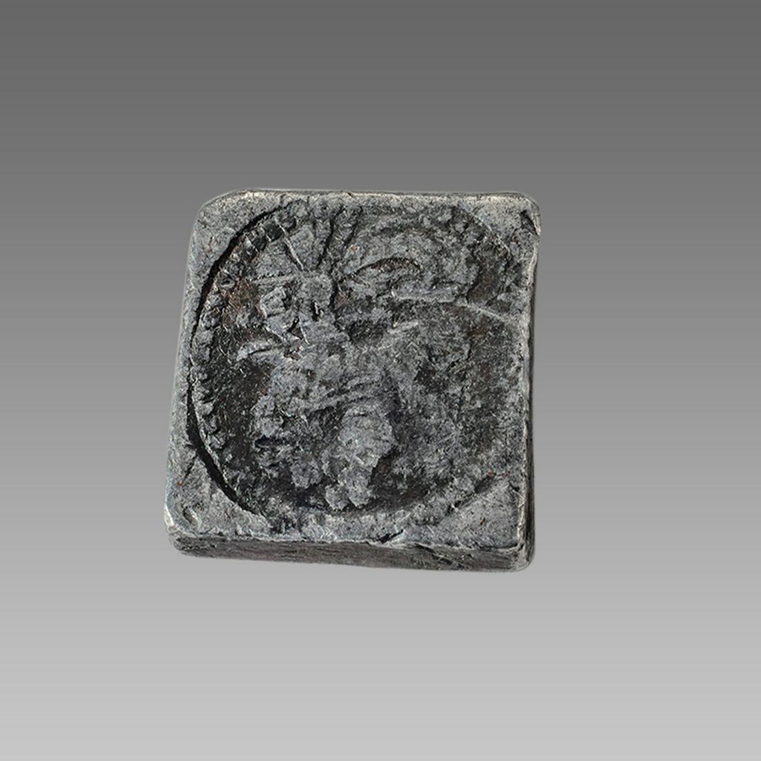 England Silver weight with lion c.17th century AD.: England Silver weight with lion c.17th century AD. Size 15 mm. A cast silver? square shaped weight with lion? and design on reverse not clear. Provenance: Ex Eldert Bontekoe, Pegasi. Ann Arbor Michiga
