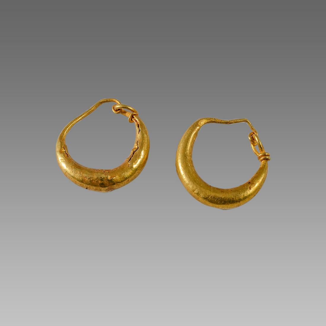 Ancient Roman Hollow Gold Earrings c.1st century AD. (1 of 1)