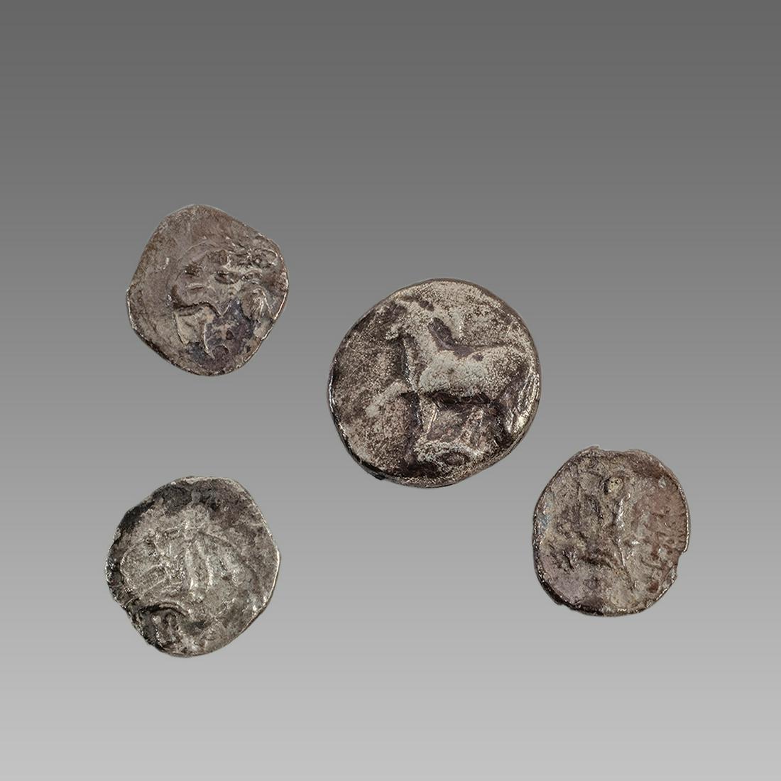 Lot of 4 Ancient Greek Silver Coins obols c.3rd-2nd (1 of 2)