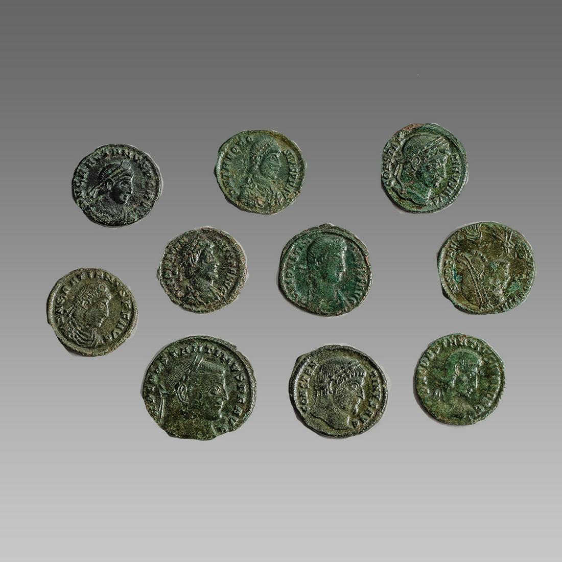 Lot of 10 Ancient Roman Bronze Coins c.3rd century AD. (1 of 2)