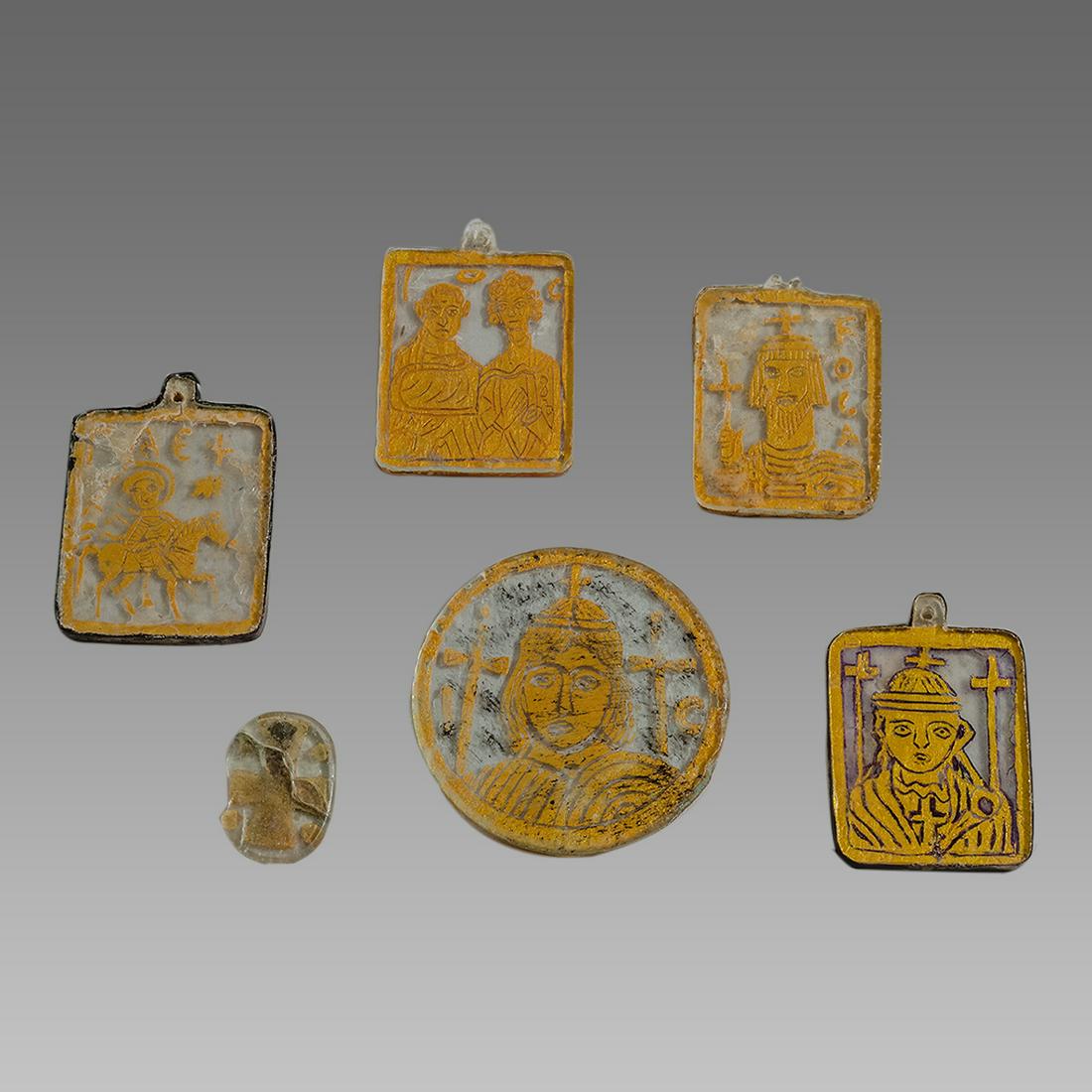 Lot of Byzantine Style Glass Icons with Saints. (1 of 2)