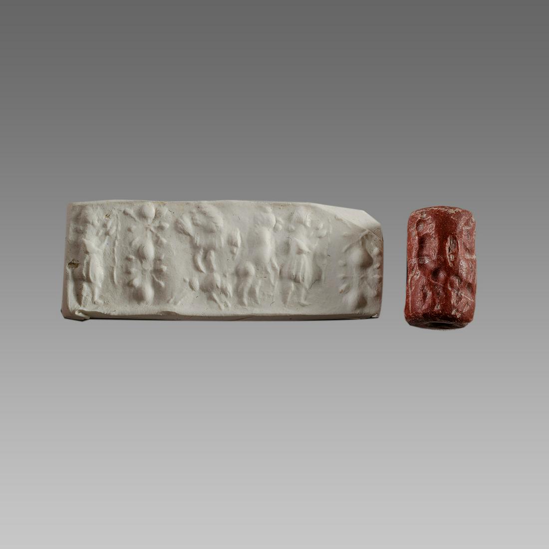Near Eastern Style Cylinder Seal with figures, animals. (1 of 1)
