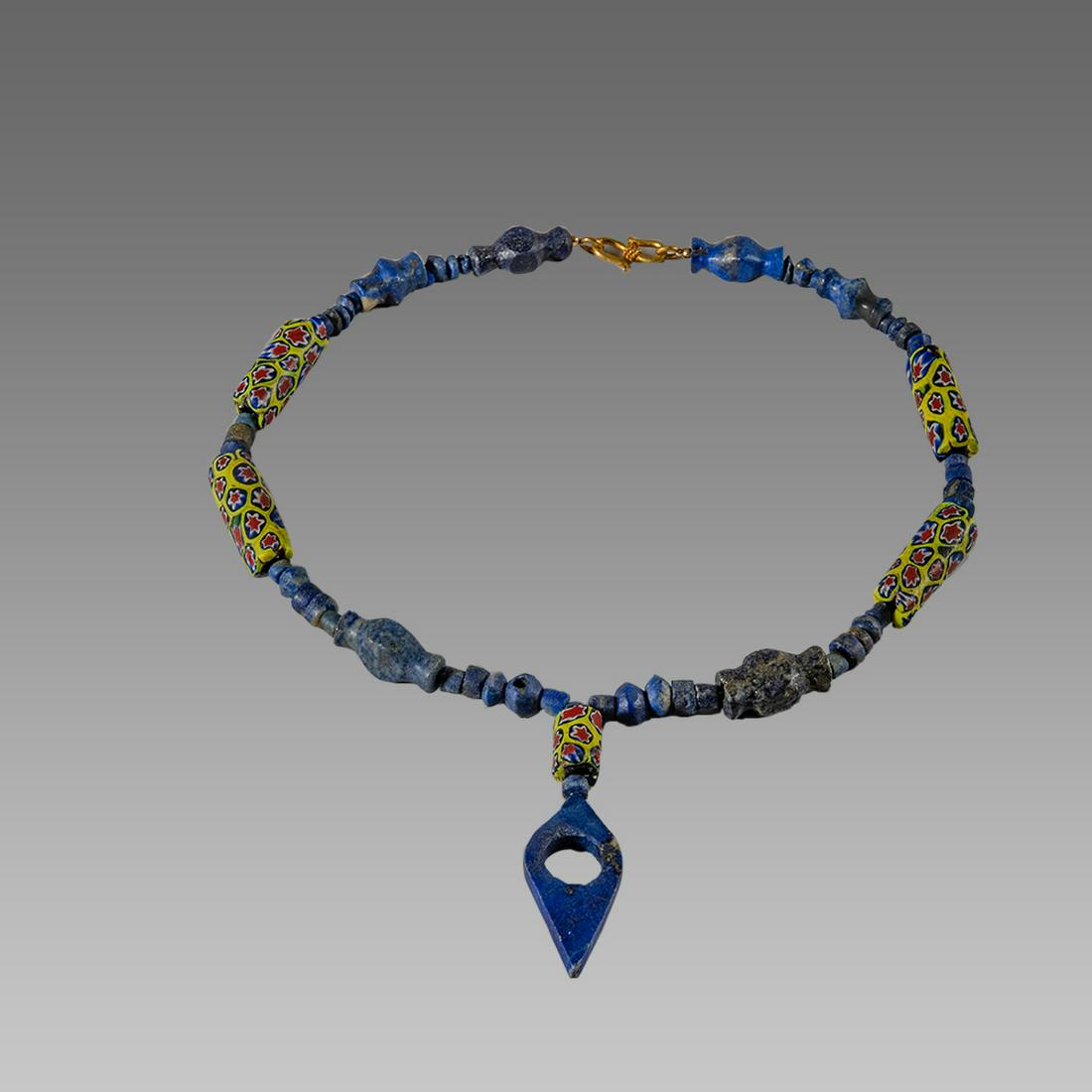 Roman Style Lapis Lazuli, millefiori Bead Necklace. (1 of 1)