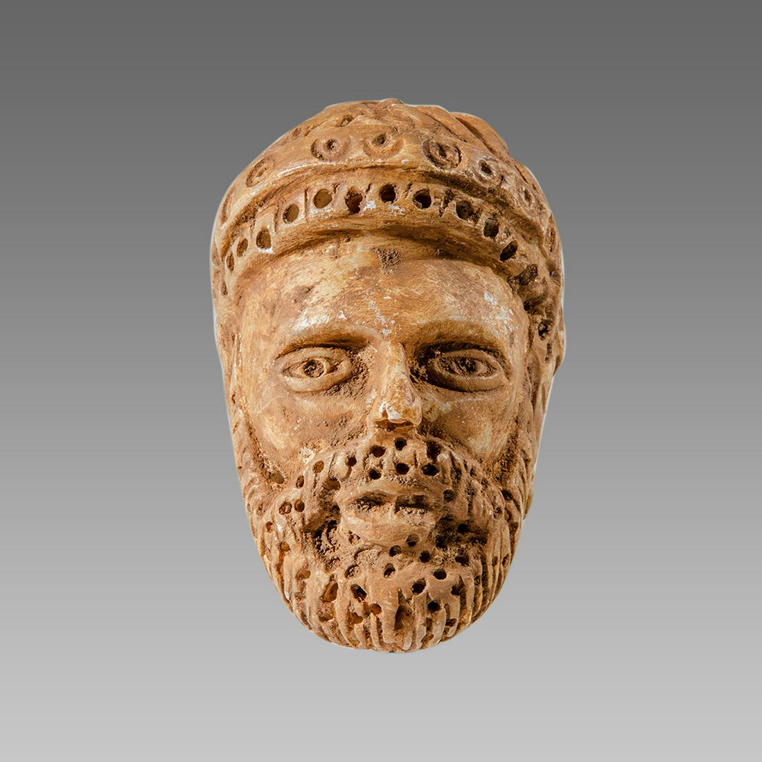Sumerian Style Stone head of bearded man. (1 of 4)