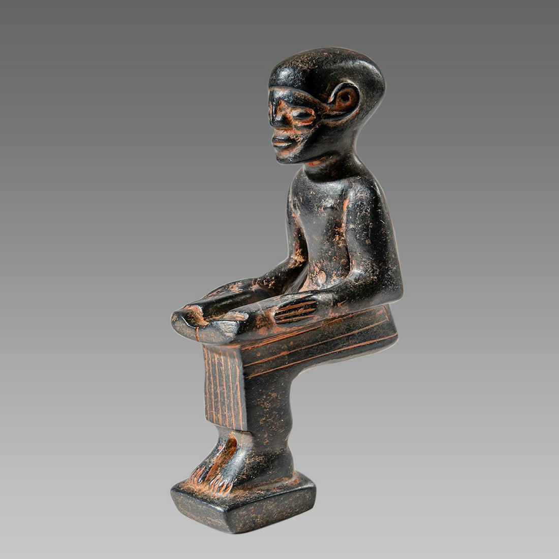 Egyptian Style Black Stone Seated figure. (1 of 4)