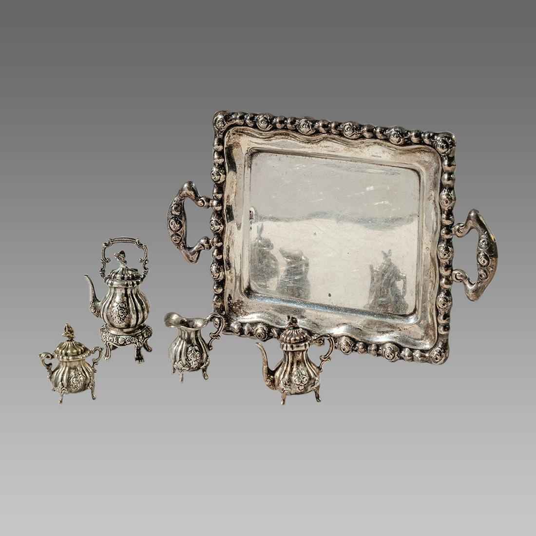 A Hungarian Miniature Silver Tea Set. (1 of 1)