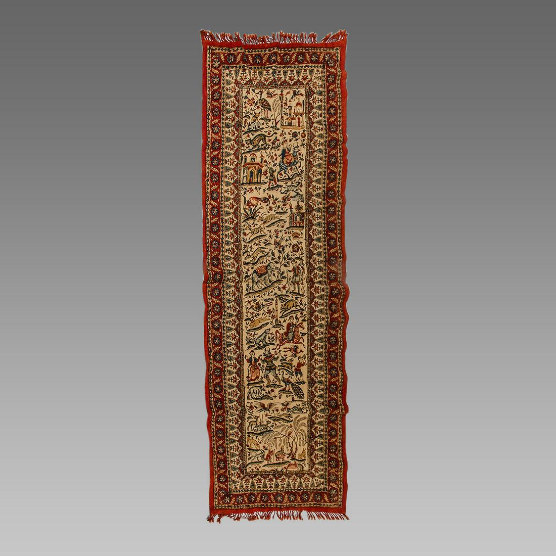 Persian Qajar Wood Block Fabric Panel. (1 of 5)