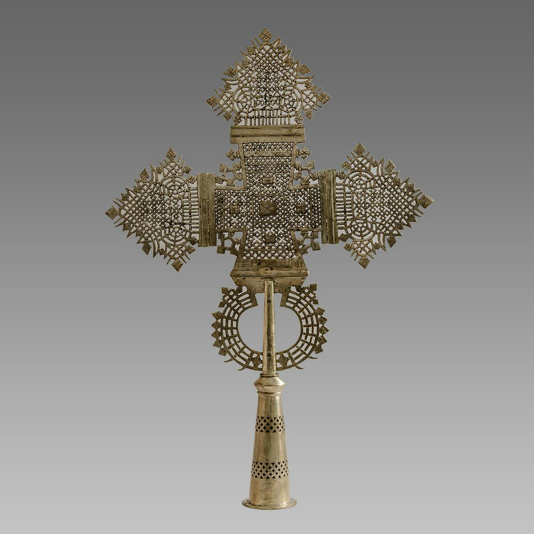 Large Coptic Ethiopian Processional Silvered Cross. (1 of 1)