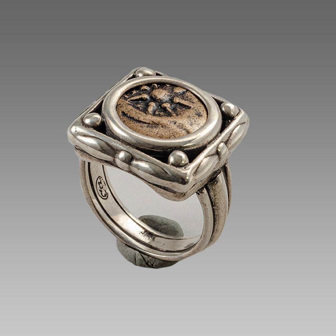 Ancient Widows Mites coin set in Silver ring c.1st (1 of 1)