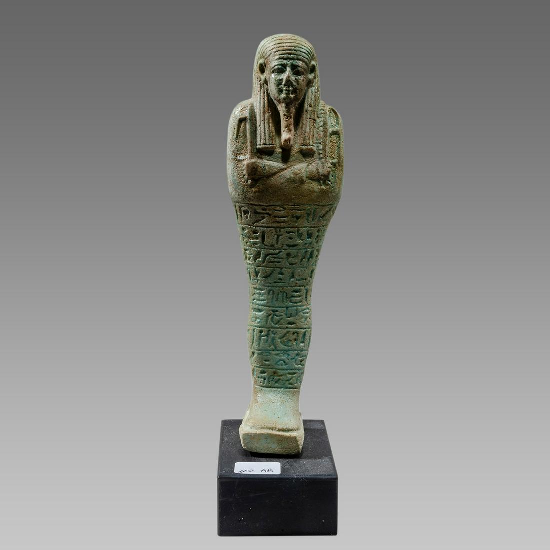 Ancient Egyptian Large Green Faience Ushabti Late (1 of 3)