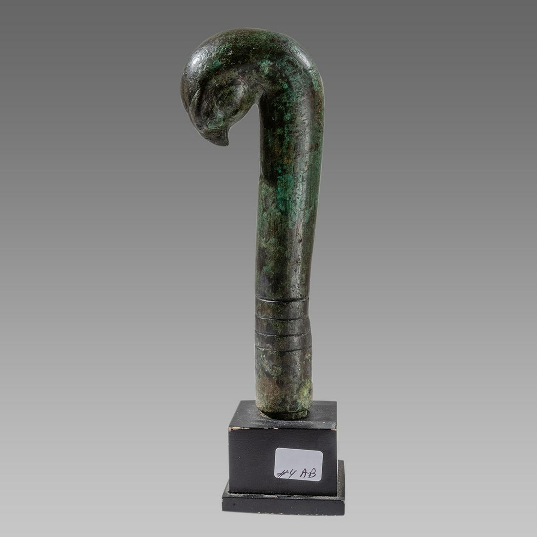 Ancient Egyptian Bronze Staff with Falcon head horus Ex (1 of 5)