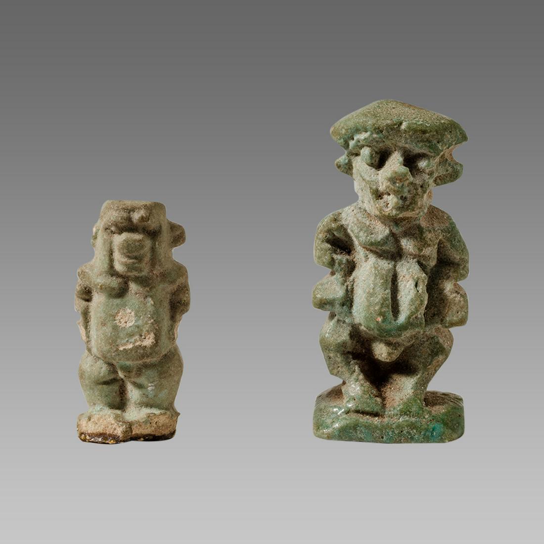 Lot of 2 Ancient Egyptian Faience Dwarf Pataikos (1 of 2)