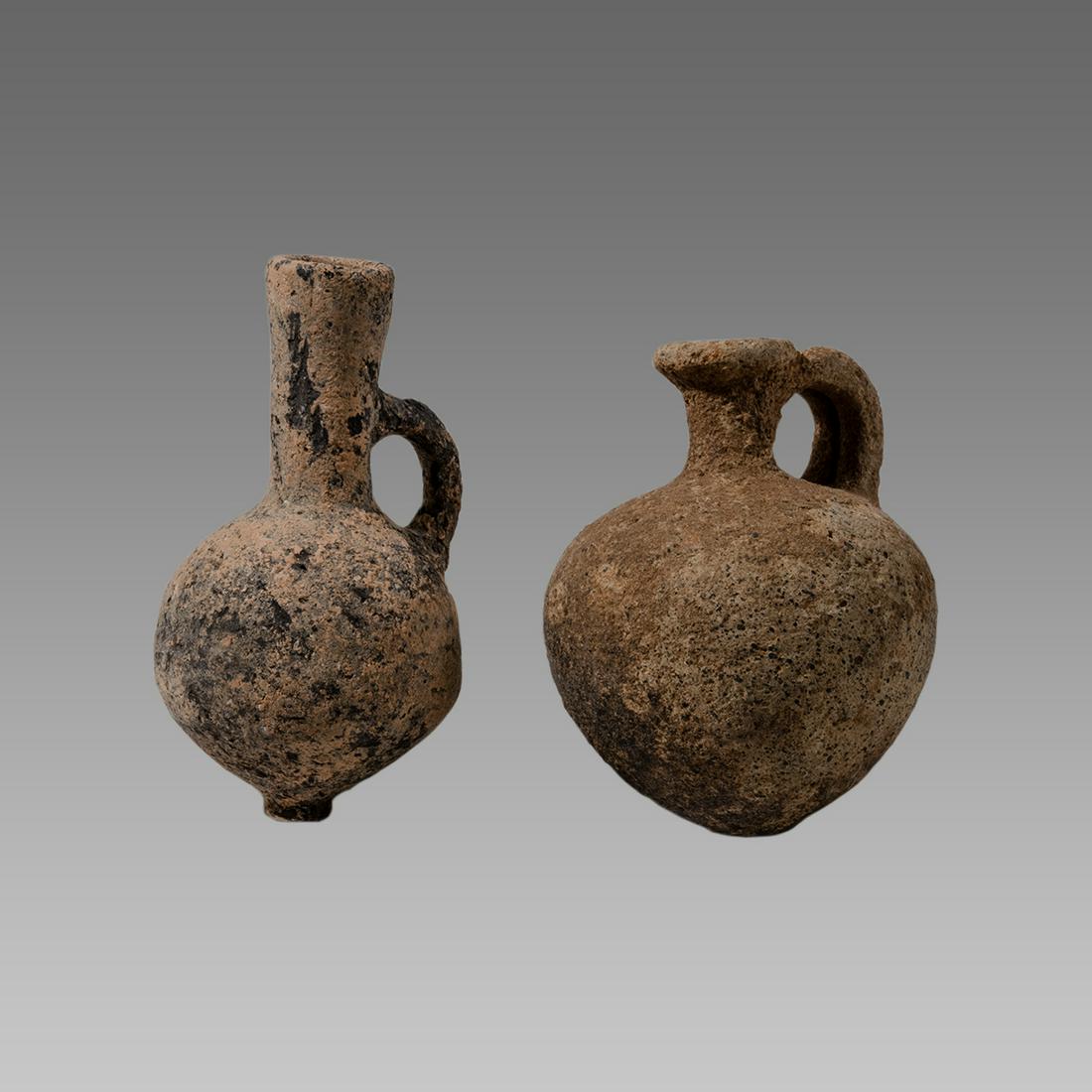 Lot of 2 Ancient Holy Land Bronze Age Pottery Vessels (1 of 2)