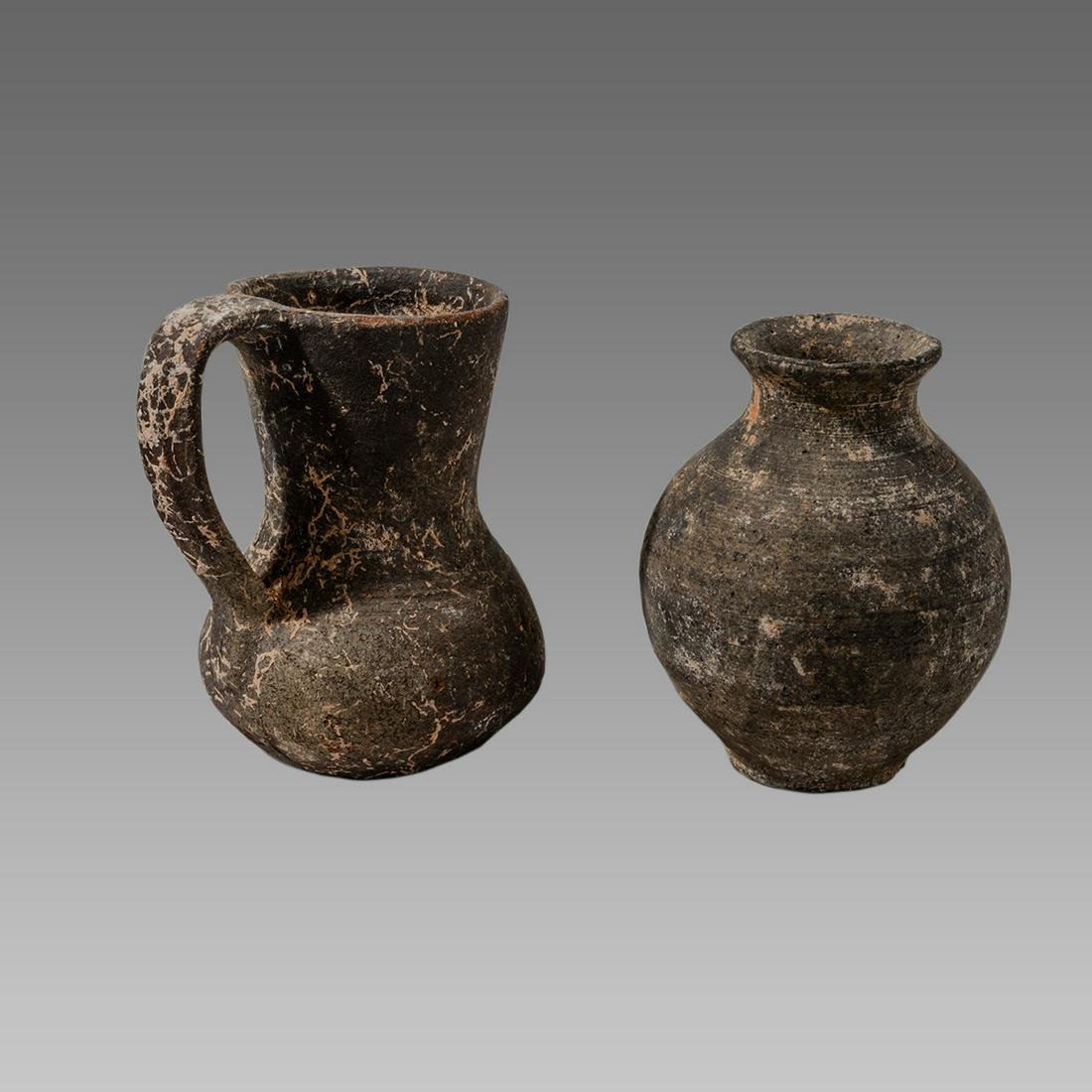 Lot of 2 Ancient Holy Land Bronze Age Pottery Vessels (1 of 2)