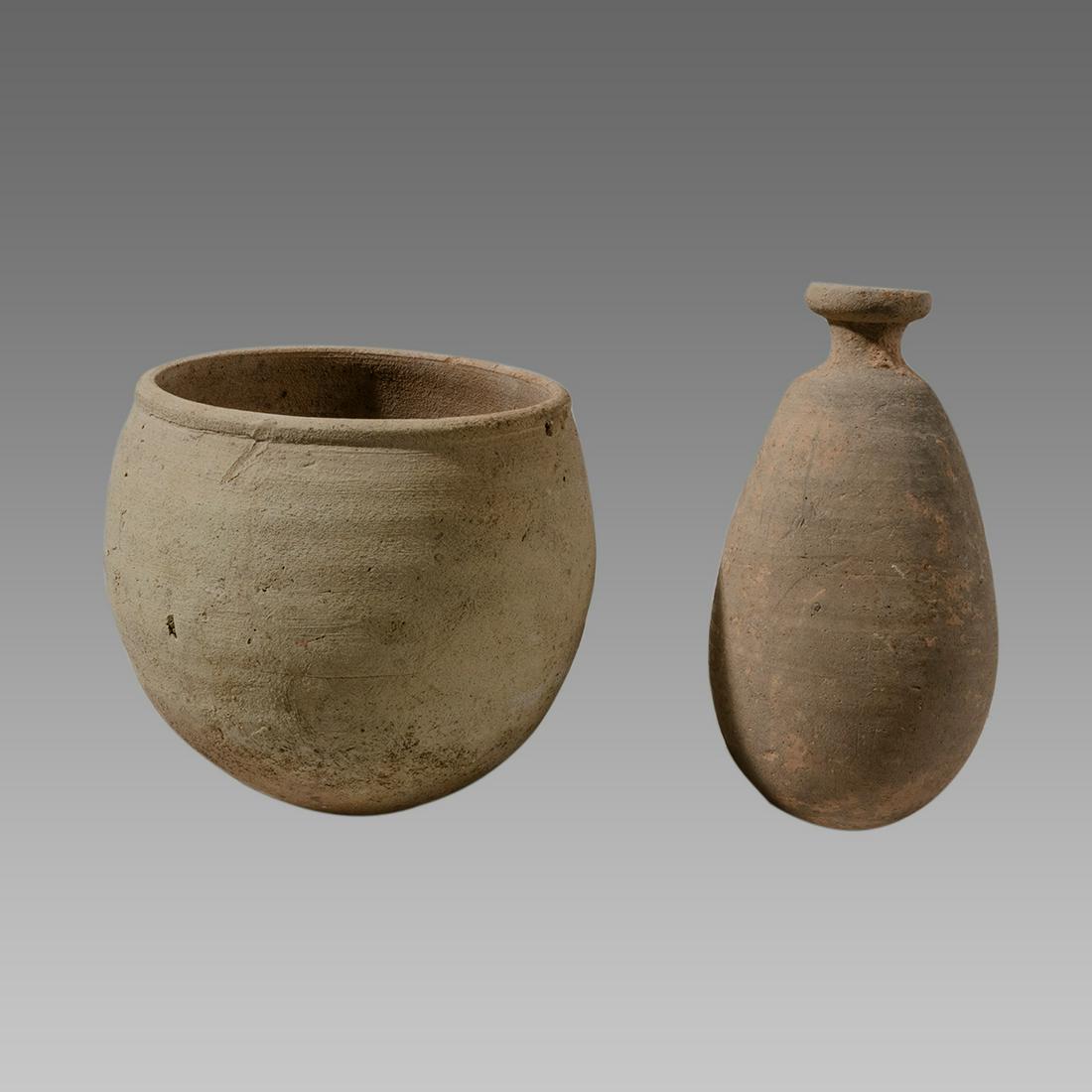 Lot of 2 Ancient Holy Land Iron Age Pottery Vessels (1 of 2)