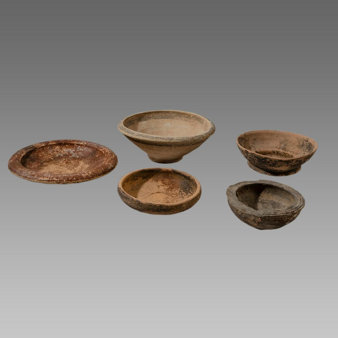 Lot of 5 Ancient Holy Land Roman Pottery Bowls c.1st (1 of 2)
