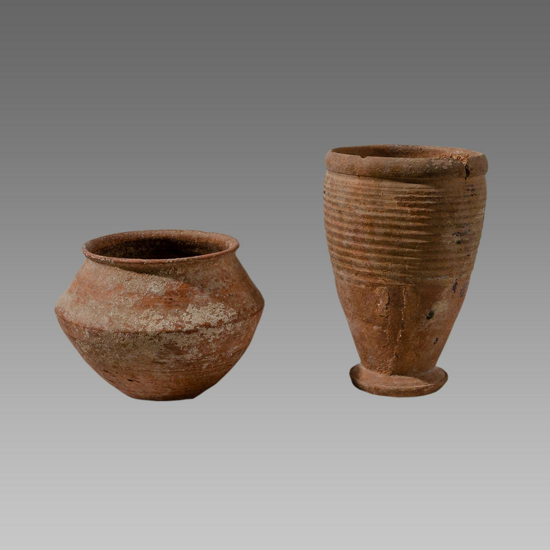 Lot of 2 Ancient Holy Land Roman Pottery Vessels c.1st (1 of 2)