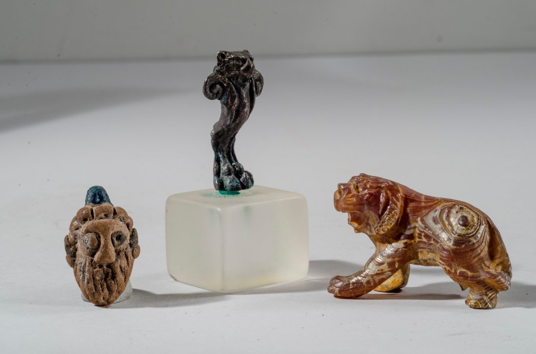 Lot of Roman And Phonecian Style Lion, Face Bead. (1 of 2)