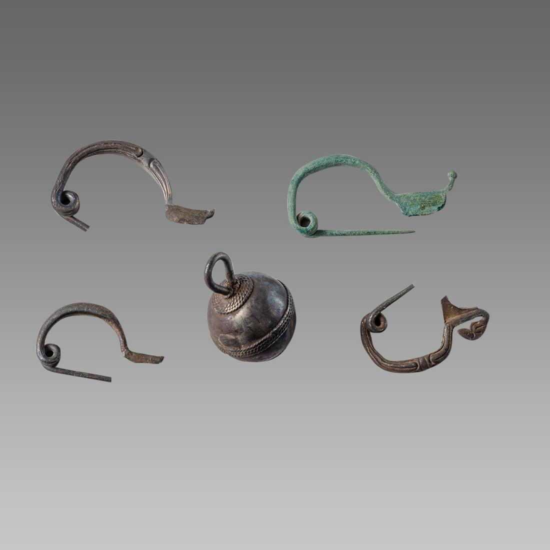 Lot of 5 Ancient Roman Silver Fibula Brooches c.2nd-3rd (1 of 2)