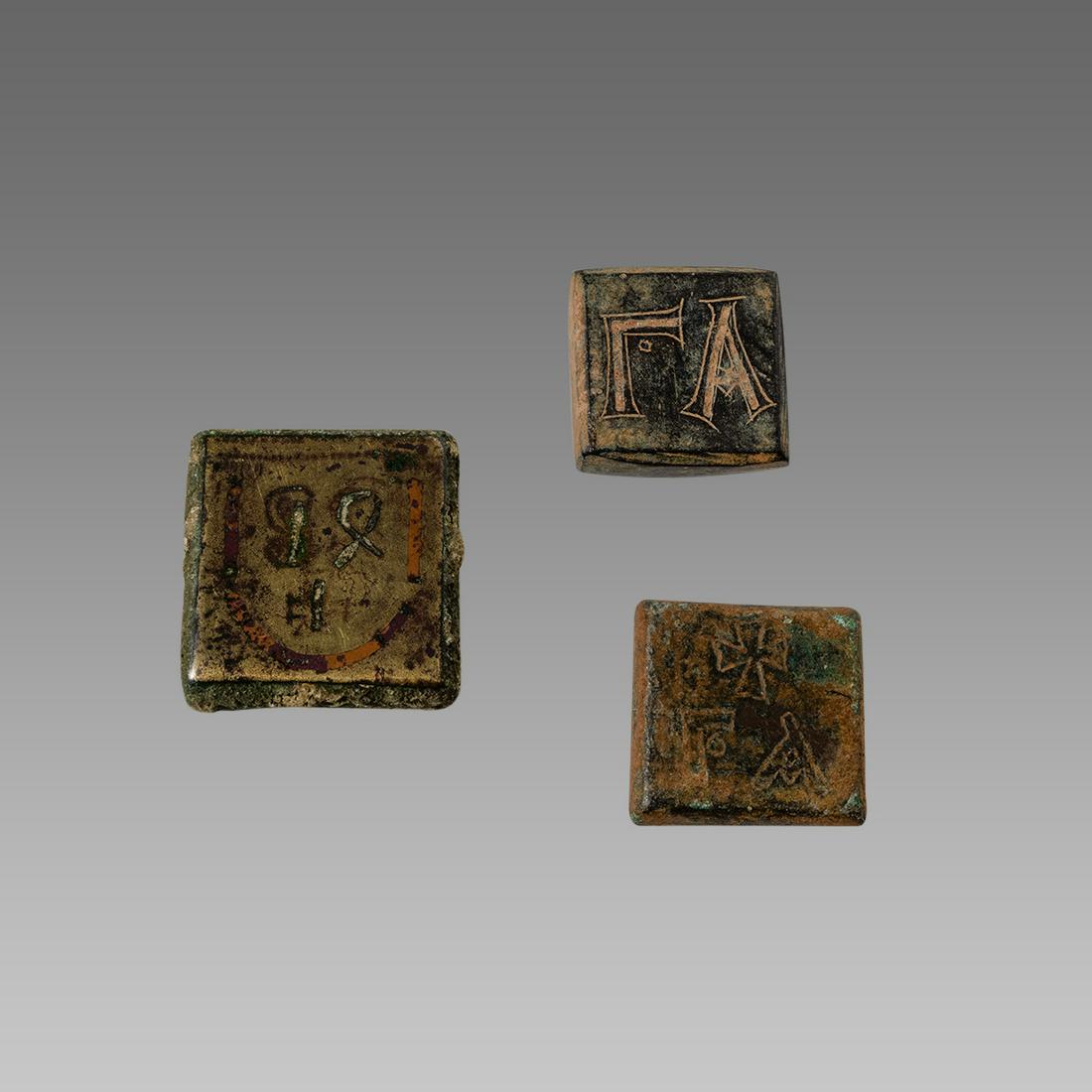 Lot of 3 Ancient Byzantine Bronze weights c.6th century (1 of 2)