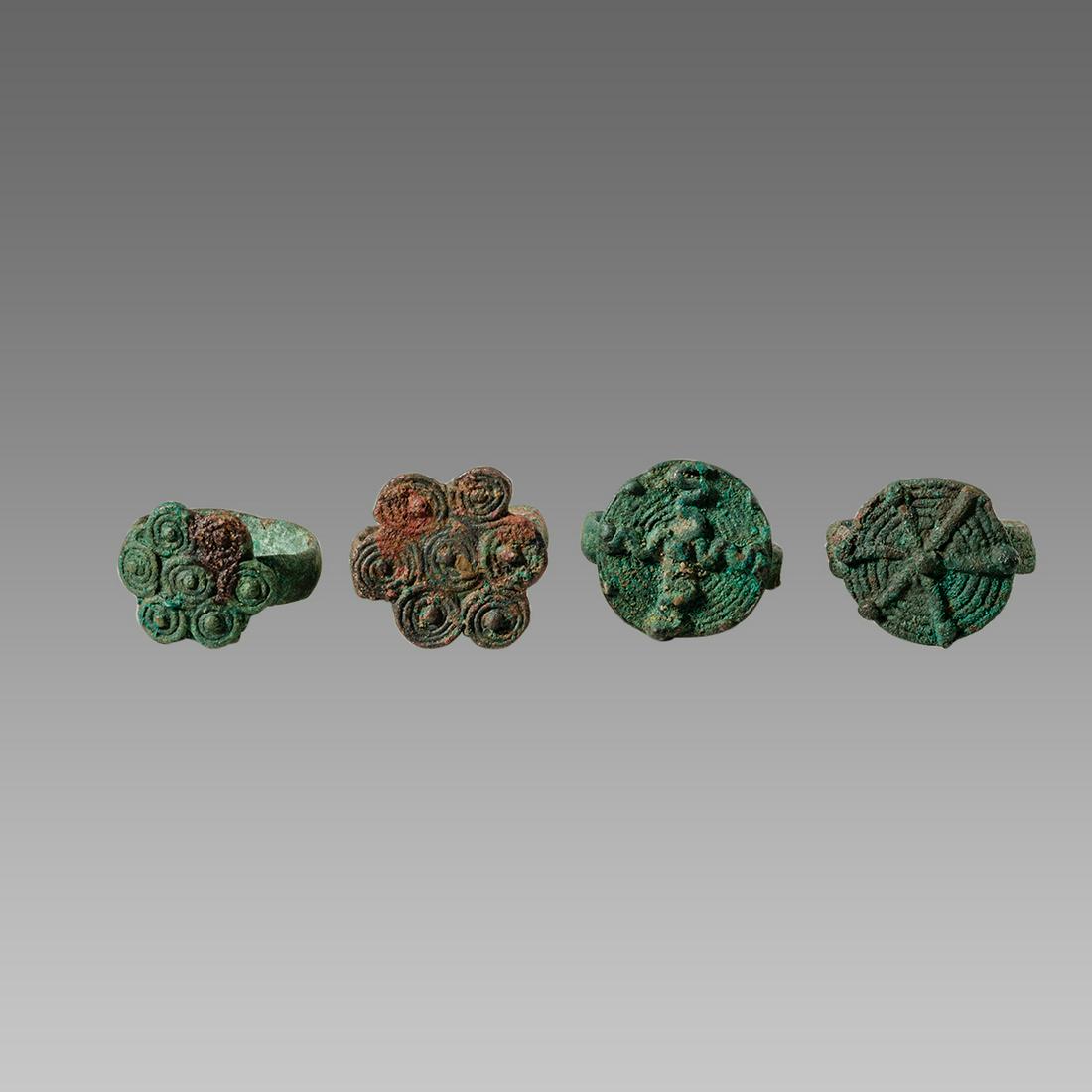Lot of 4 Ancient Baktrian Bronze Rings c.2nd century (1 of 1)