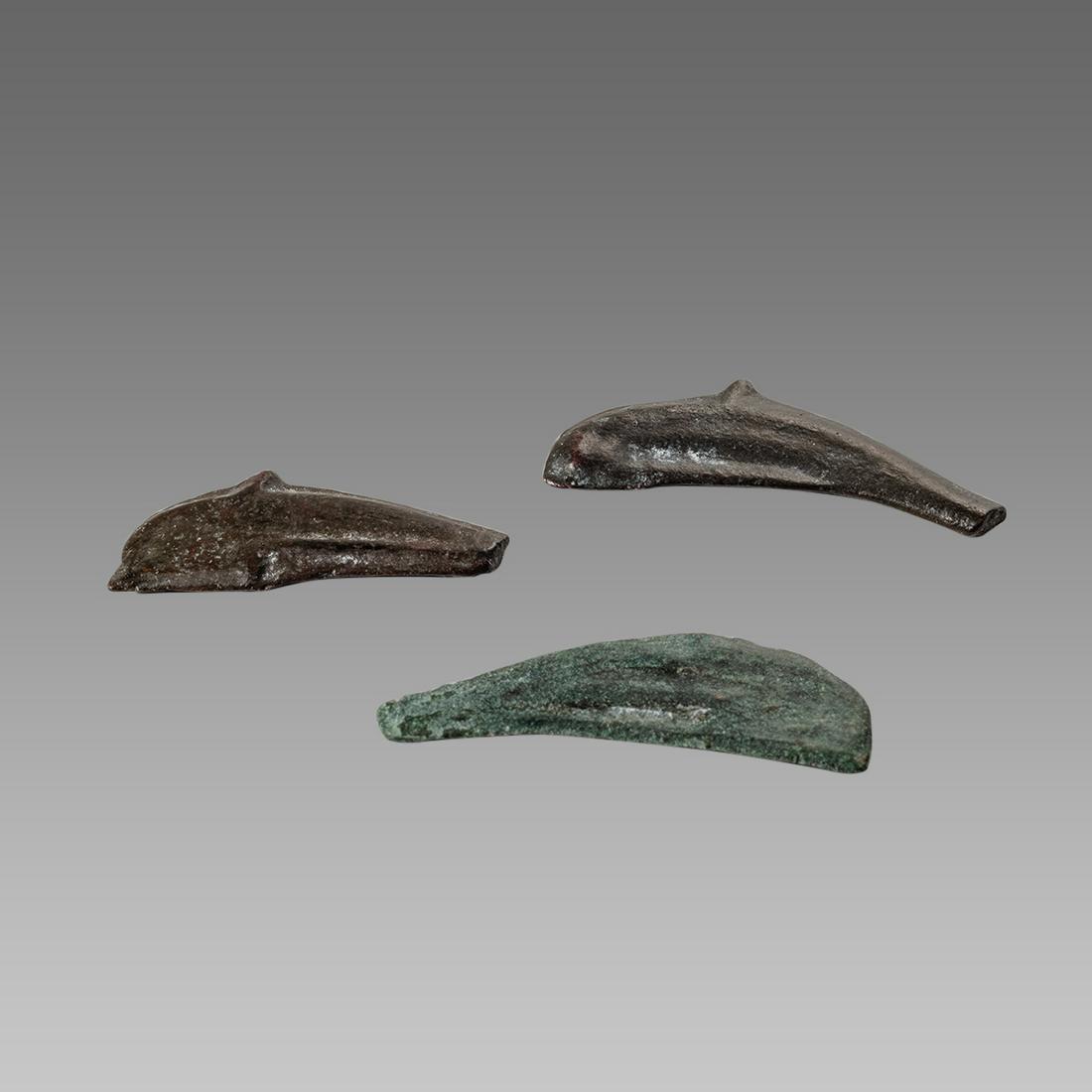 Lot of 3 Ancient Greek Dolphin coins c.4th century BC. (1 of 1)