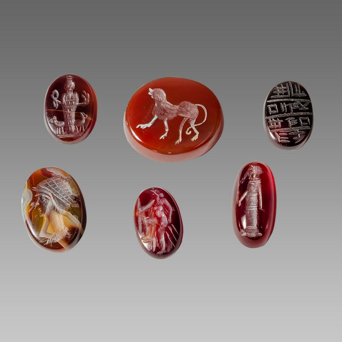 Lot of 6 Roman Style Agate Intaglios. (1 of 1)