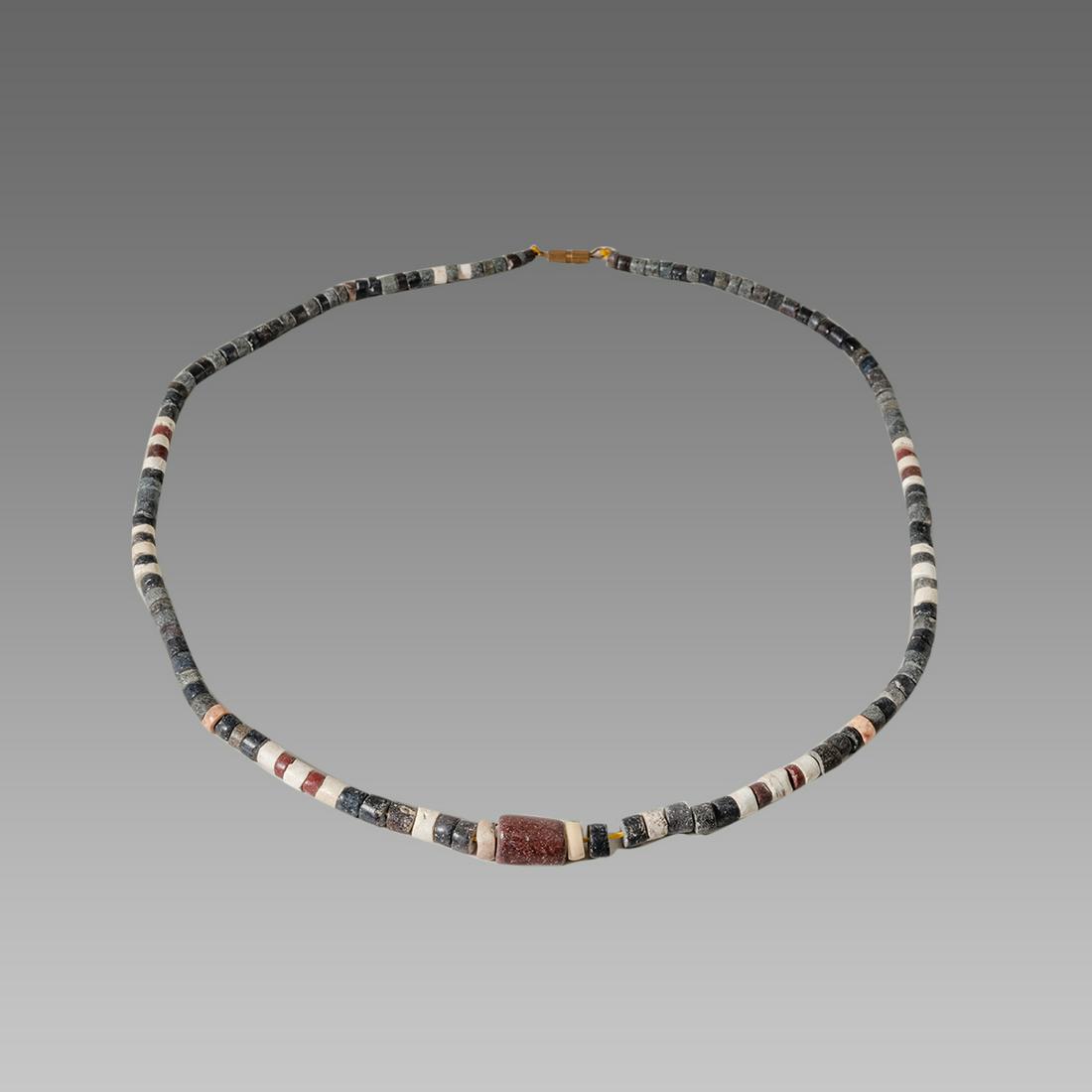Ancient Near Eastern Mixed Stone Beads Necklace c.600: Ancient Near Eastern Mixed Stone Beads Necklace c.600 BC. Size 22 inches length. black and white stone bead necklace. wearable. Private NYC acquired prior 2000
