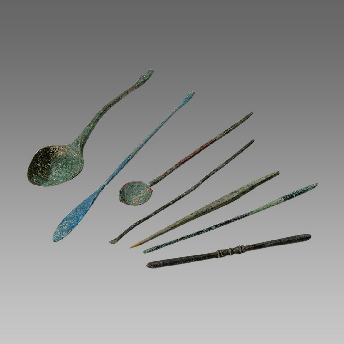 Lot of 7 Ancient Roman Bronze Medical Instruments (1 of 1)