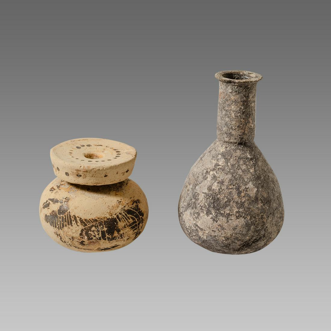 Lot of 2 Ancient Greek,Roman Pottery Vessels c.5th cent (1 of 1)