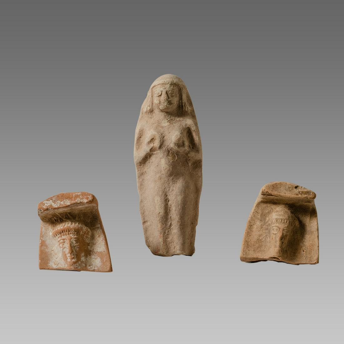 Lot of 3 Ancient Phoenician Terracotta Idols c.5th cent (1 of 1)