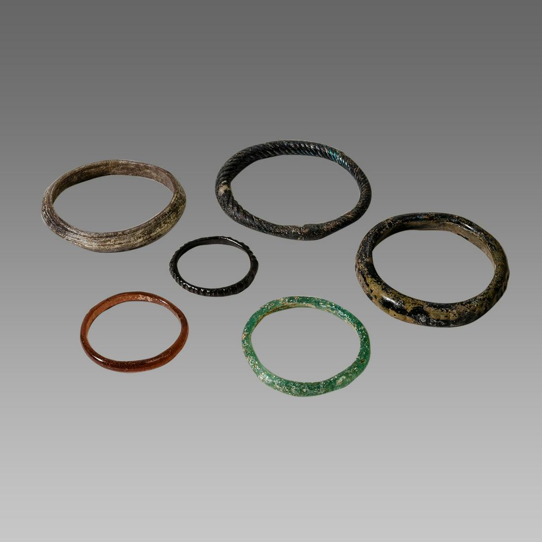 Lot of 6 Ancient Roman Glass Bracelets c.2nd century (1 of 1)