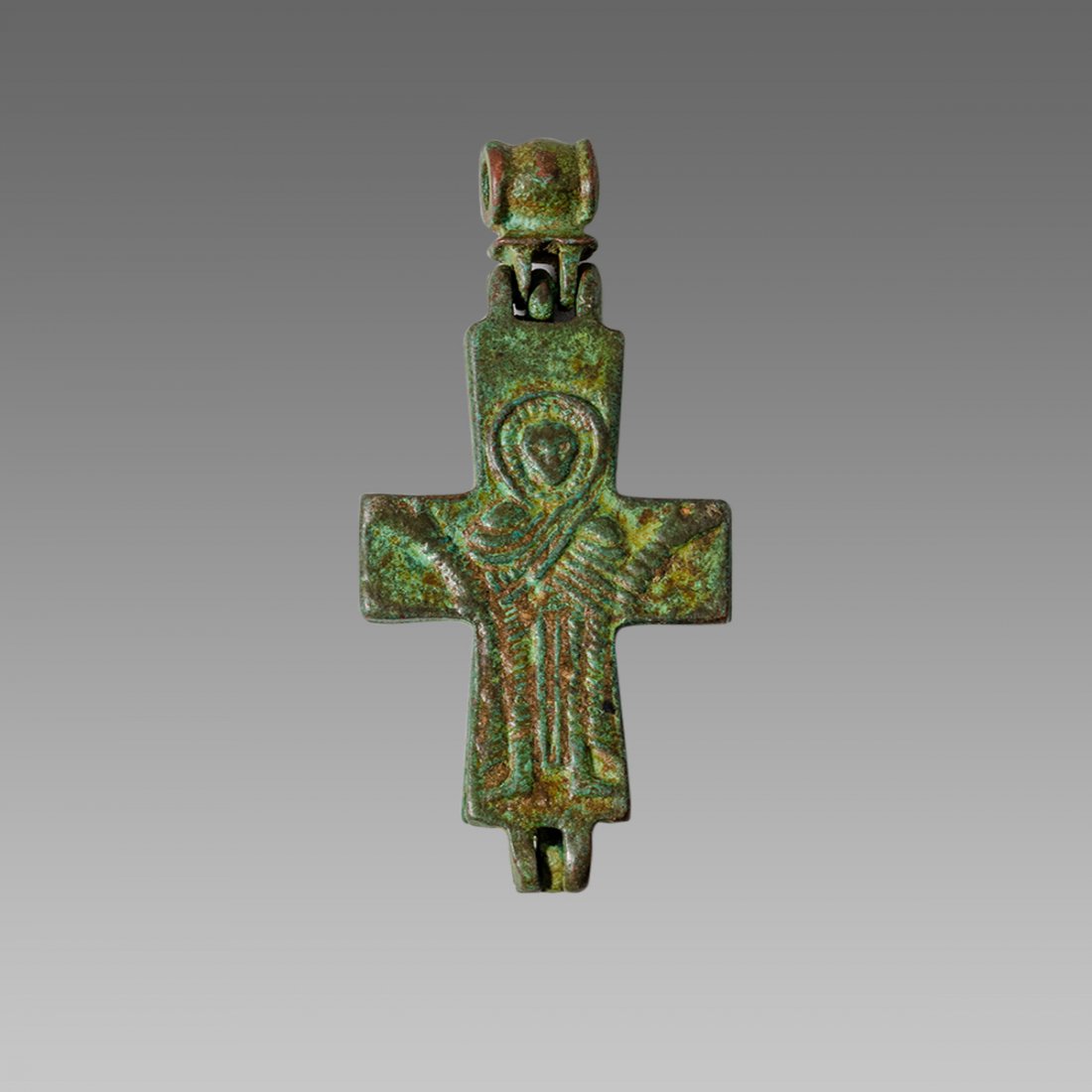 Byzantine Style Bronze Reliquary Cross. (1 of 2)
